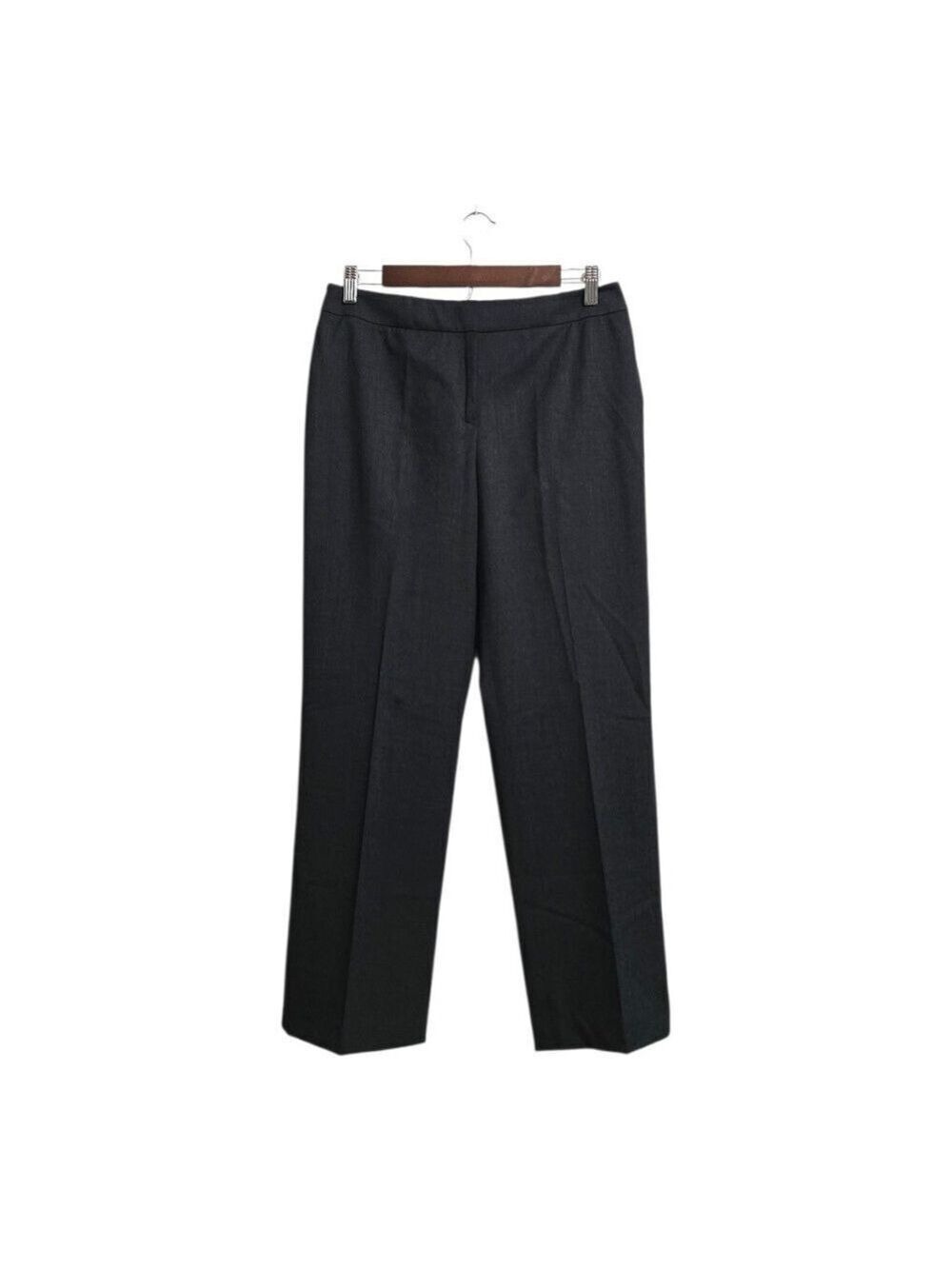 Lafayette 148 Barrow Wool Blend Mid-Rise Straight Leg Ankle Pants In Gray Sz 6